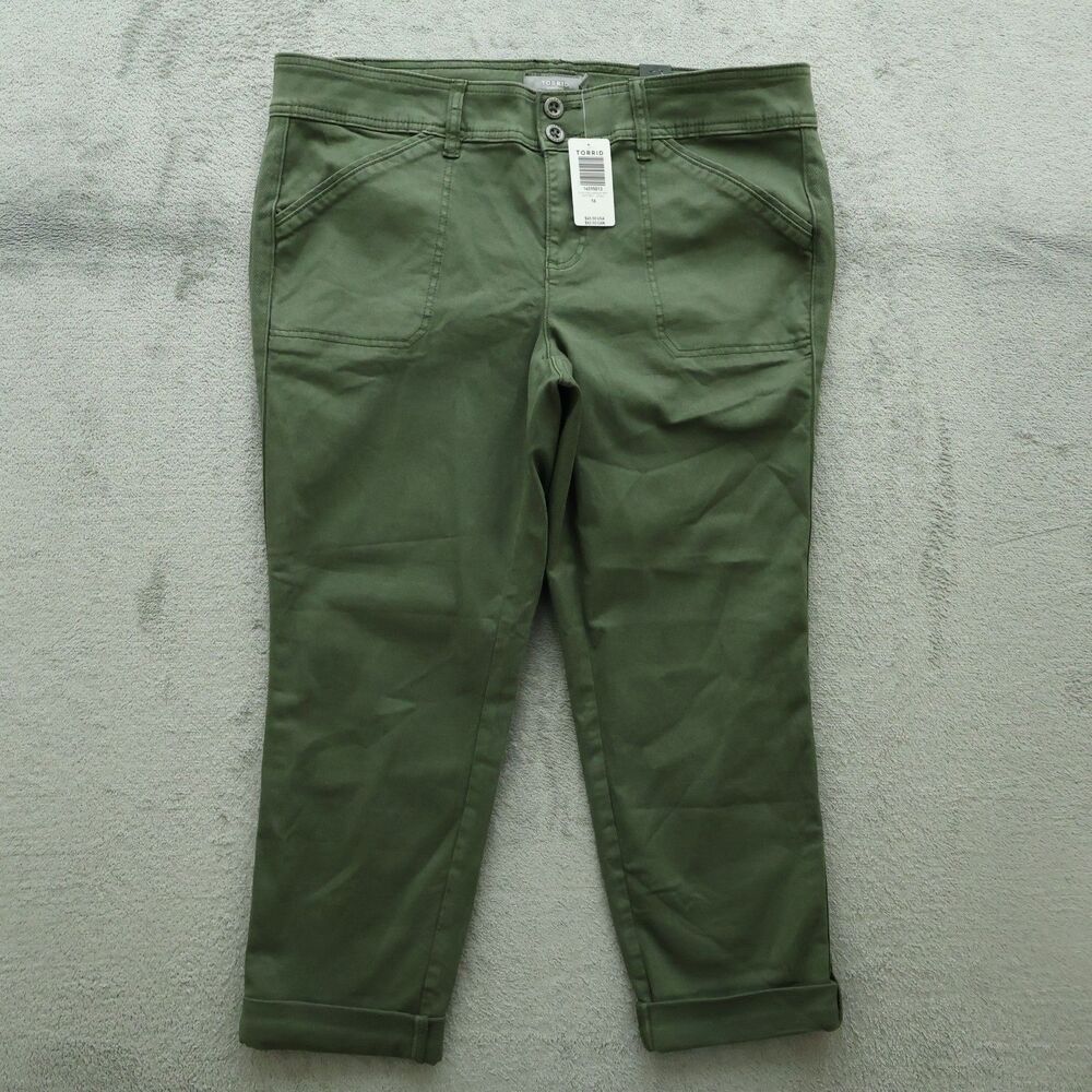 Torrid Jeans Women's Size 16 Olive Mid-Rise Twill Aviator Crop 24" Inseam NWT